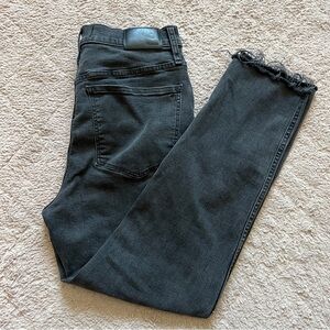 Madewell High Waist Stovepipe Raw Hem Skinny Jeans Preppy Biker Minimalist Sz 28
